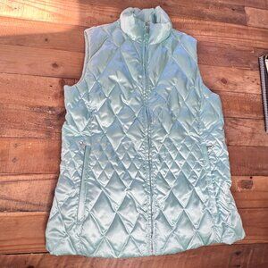 Lands End Small Blue Metallic Puffer Vest -70% Goosedown 30% Feathers Sleeveless